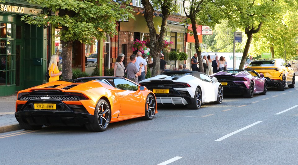 Police dispersing a gathering of supercars.