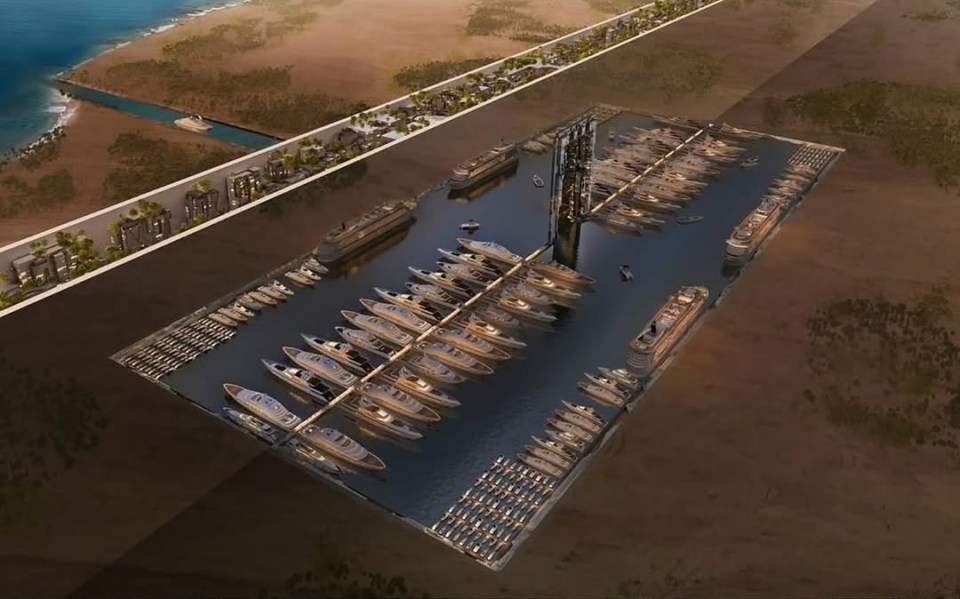 Illustration of the $140 billion Hidden Marina in Saudi Arabia's NEOM project.