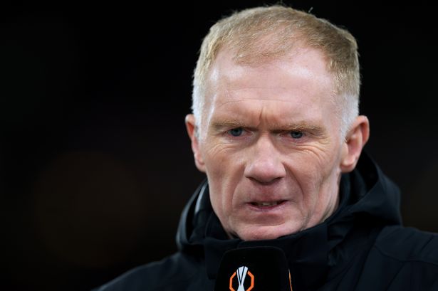 MANCHESTER, ENGLAND - MARCH 13: Paul Scholes, former Manchester United player and TV Pundit for TNT Sports looks on prior to the UEFA Europa League 2024/25 Round of 16 Second Leg match between Manchester United and Real Sociedad de Futbol at Old Trafford on March 13, 2025 in Manchester, England. (Photo by Carl Recine/Getty Images)