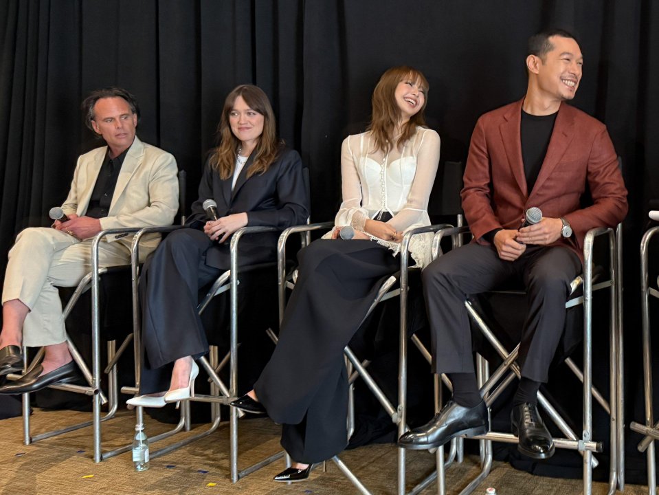 The White Lotus season 3 cast at a press conference.