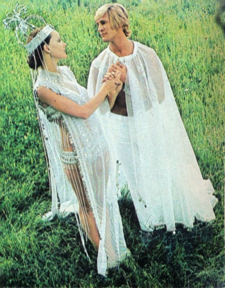 Central Otago Couture, Vinka Lucas’s Bride of the Year 2000 ensemble, modelled by Anabelle Blackett and Gary Ward and Photographed by Ross White for Thursday magazine, 1971.