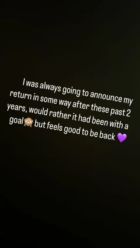 Announcement of return after two years.