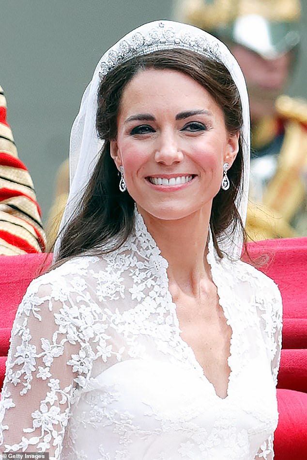 2011: Kate sported heavy kohl eyeliner and striking bronzer on her wedding day