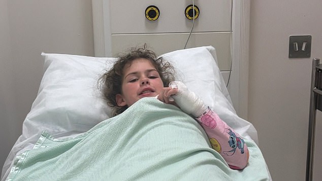 Maisie-Leigh's wrist pain first began in October last year, her mother said: 'She crashed her bike into the kerb but she hadn't fallen off it fully. So, we thought, 