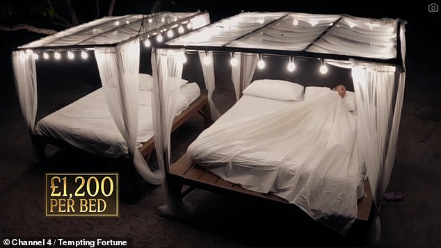 On the first night, Imani blew £1,200 on a night in a four-poster with a mosquito net, while the rest of the players toughed it out on bare planks