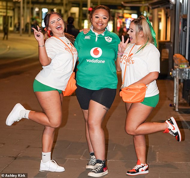 Drinkers in green were seen dressed to the nines in festive attire in Nottingham