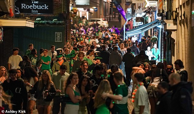 The festivities lined the streets in Nottingham as party goers formed queues and crowds