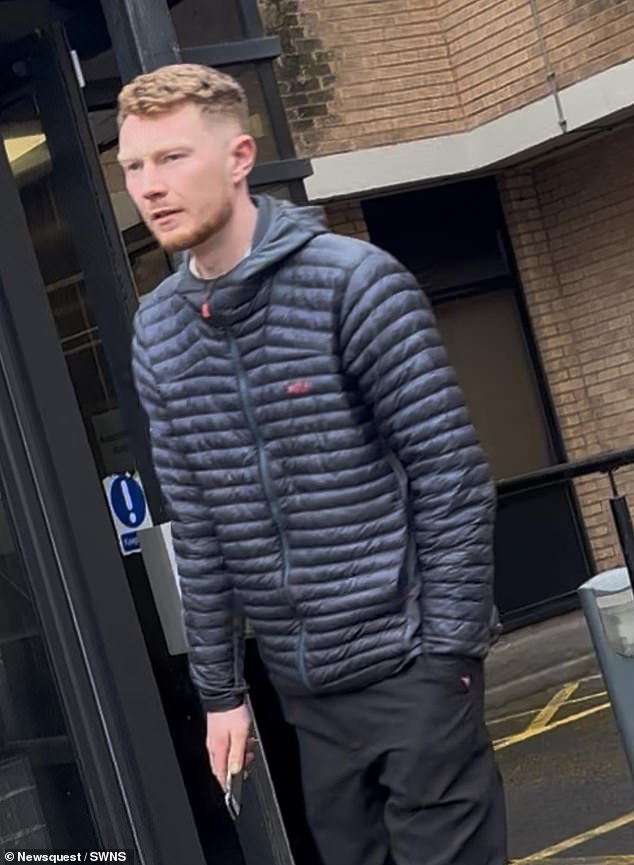 Jack Marr (pictured) had his Belgian Malinois on a lead as he walked past the refuse collector on Hillary Close in Workington on December 31