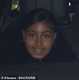 North flashed a broad smile after reuniting with her dad as the pair left in separate cars.