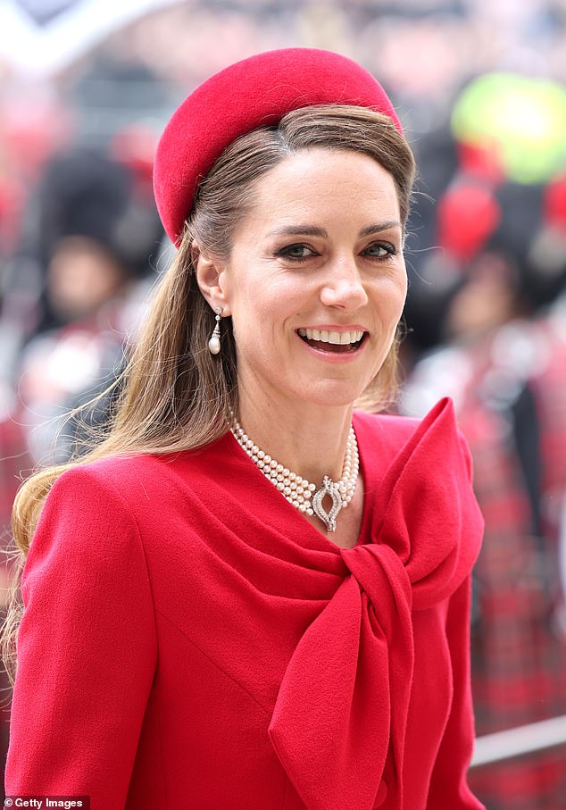 What a contrast to the Princess's recent appearances, such as when we saw a glowing Catherine at the Commonwealth Day service