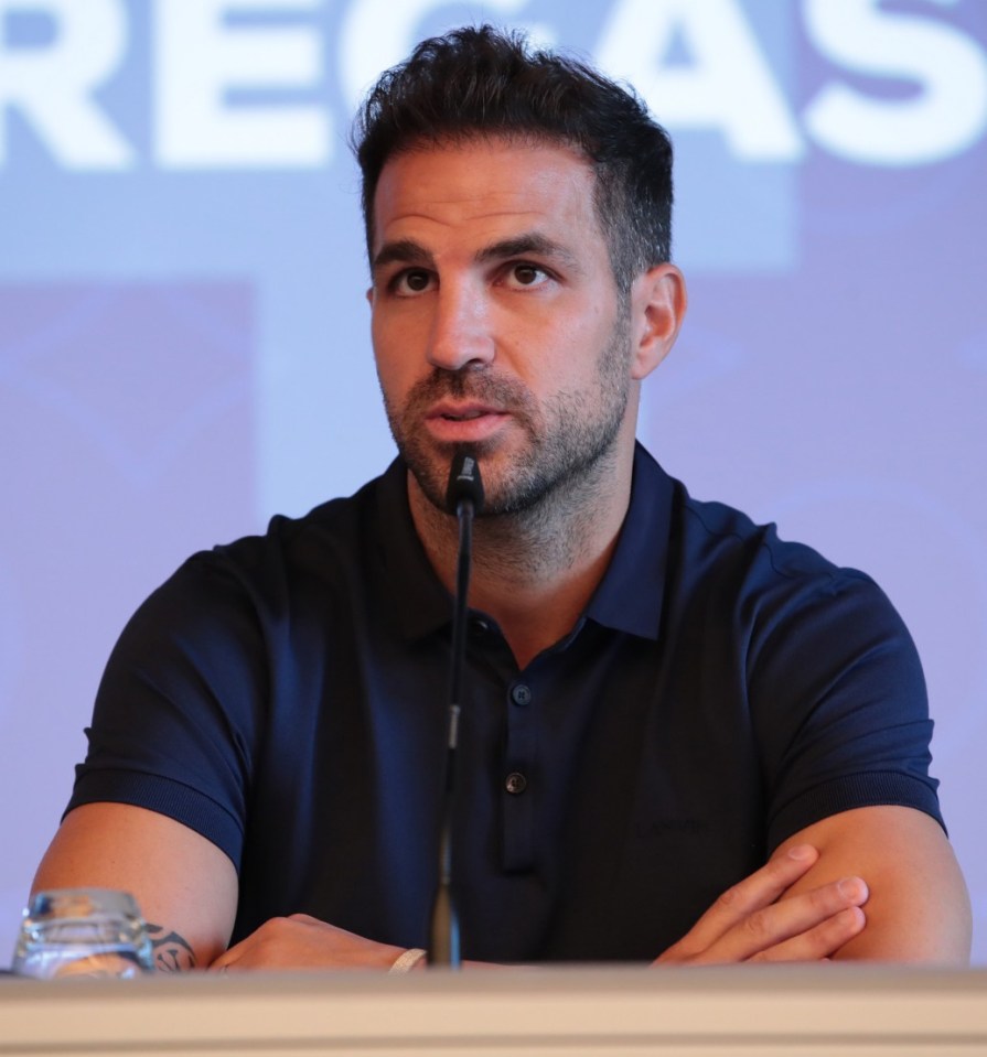 COMO, ITALY - AUGUST 01: The new signing of Como 1907 Cesc Fabregas speaks with the media during the press conference at Hilton Lake Como on August 01, 2022 in Como, Italy. (Photo by Emilio Andreoli/Getty Images)