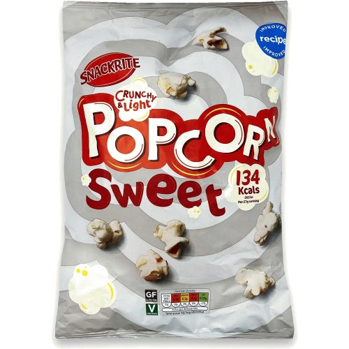 Bag of Aldi Snackrite Sweet Popcorn.