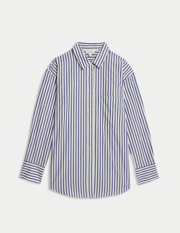 Pure cotton striped collared shirt.