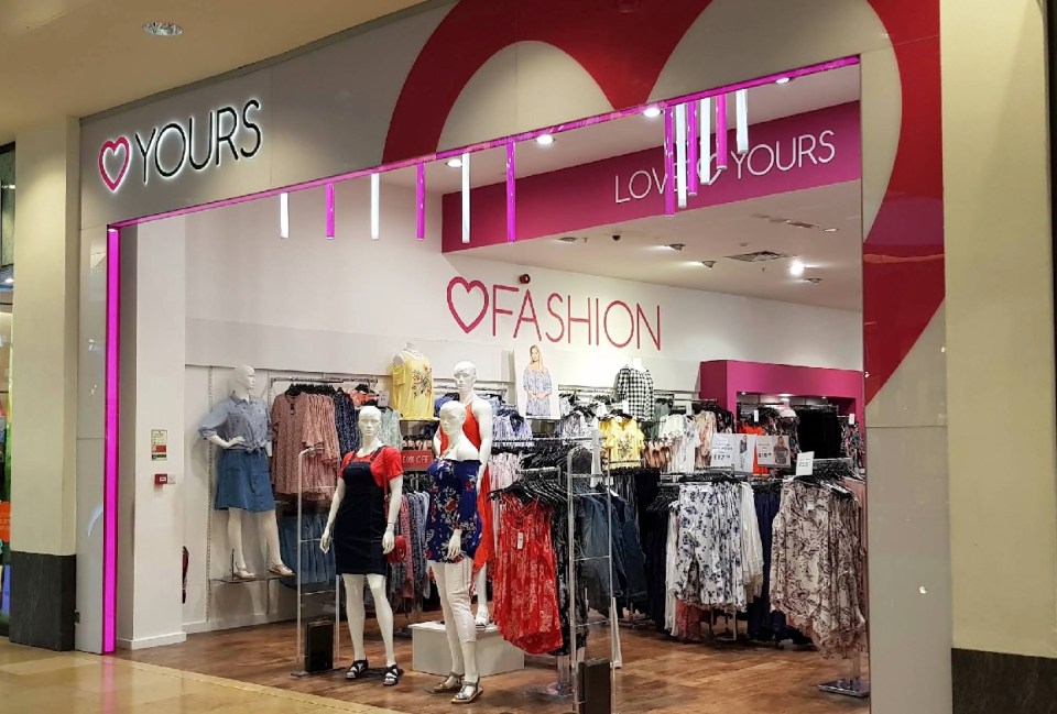 Yours Clothing store in a shopping mall.