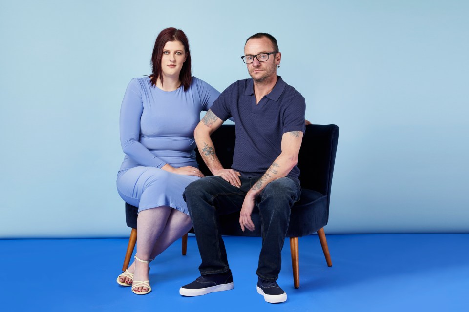 Photo of a woman and man sitting on a chair.