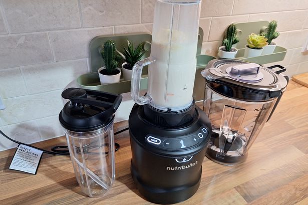 The nutribullet SmartSense Blender Combo pictured on a kitchen worktop