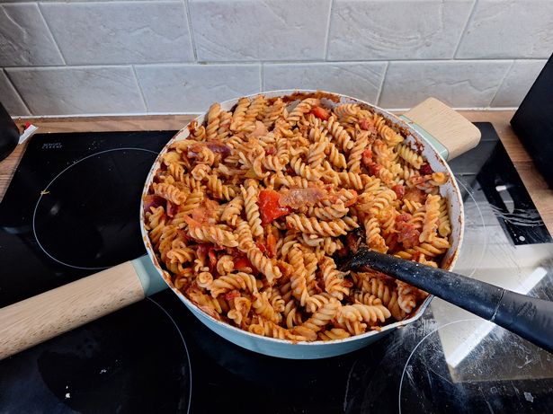 Pasta in a pan on a hob