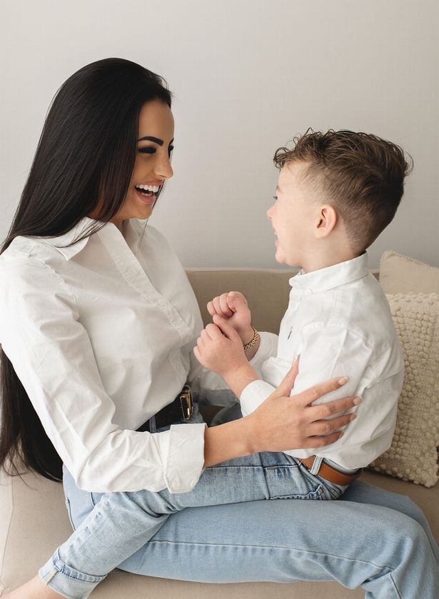 Bonnie Louise Cooper with her five year old son Kash, who she feared would be left an orphan after she nearly died following a BBL