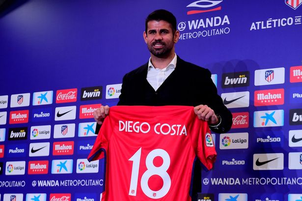 Diego Costa at his Atletico Madrid unveiling in December 2017