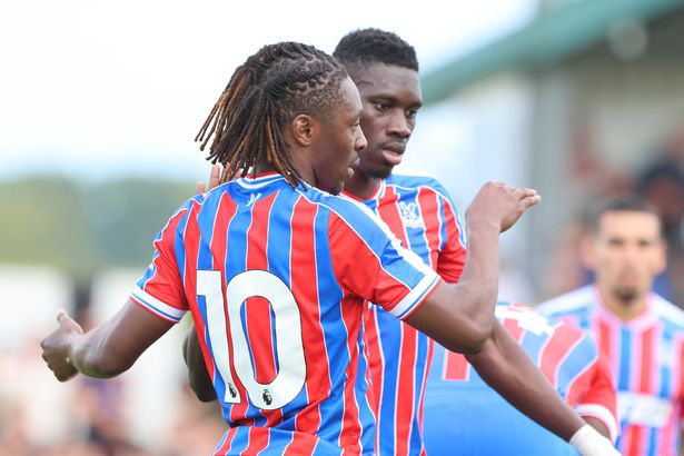 Ebere Eze celebrating a goal during Crystal Palace's friendly with Augsburg