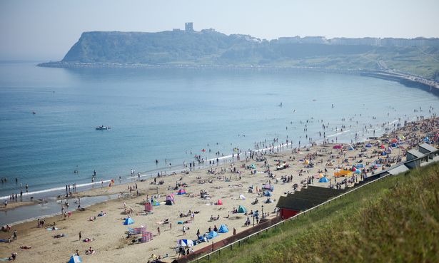 People on the beach in Scarborough