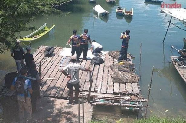 A woman's body was found tied underwater with concrete dumbbells in Thailand
