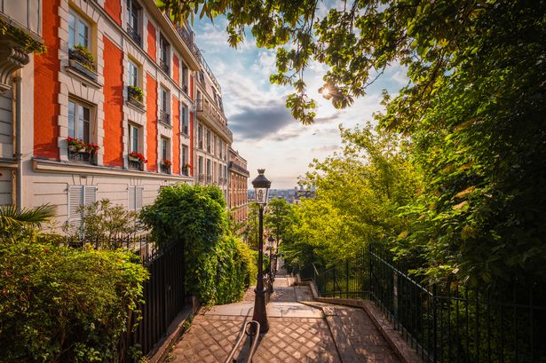 Charming view of staircase in Montmatre, Paris, France