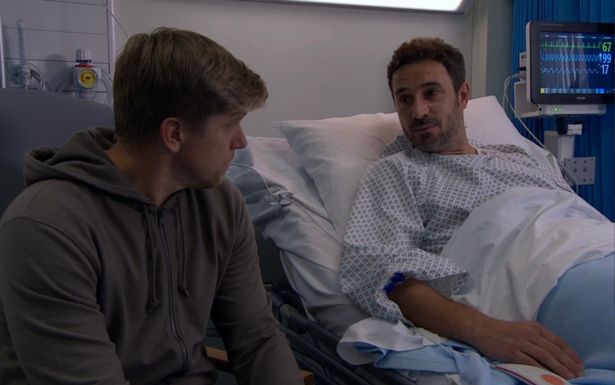 John was rushed to hospital after being slammed over the head with a spanner during a showdown with Robert
