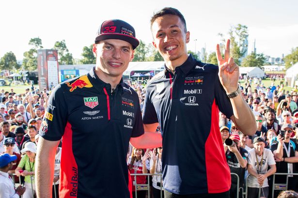 Max Verstappen and Alex Albon in 2020 when they were Red Bull Racing team-mates