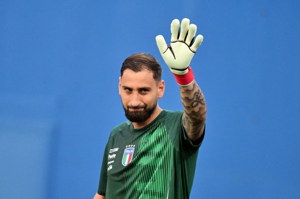 Italy goalkeeper Gianluigi Donnarumma waving in 2025