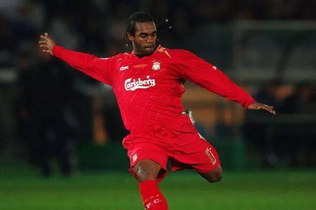 Florent Sinama Pongolle in action for Liverpool