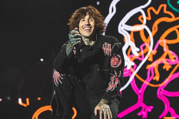 VIVEIRO, SPAIN - JULY 03: Oliver Sykes of the British rock band Bring Me the Horizon performs in concert during Resurrection Fest on July 03, 2022 in Viveiro, Spain.