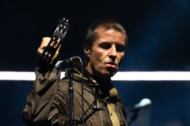 Liam Gallagher of Oasis performs during the opening night of their Live '25 Tour at Principality Stadium on July 04, 2025 in Cardiff, Wales. (