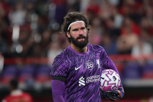 HONG KONG, CHINA - JULY 26: Goalkeeper Alisson Becker of Liverpool looks on during to the Liverpool FC v AC Milan Pre-Season Friendly match at Kai Tak Stadium on July 26, 2025 in Hong Kong, China. (Photo by Thomas Tang/Eurasia Sport Images/Getty Images)