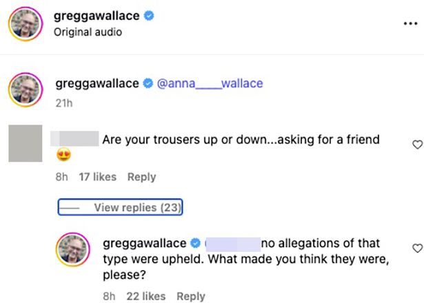 screenshot of gregg's comment