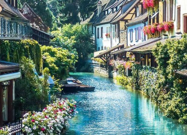 Historic town of Colmar with old buildings - France