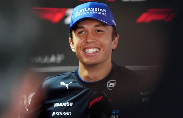 Alex Albon smiling during his media duties at the Hungarian Grand Prix