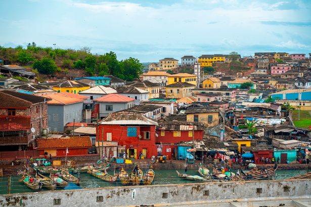 Colourful Elmina town from above.