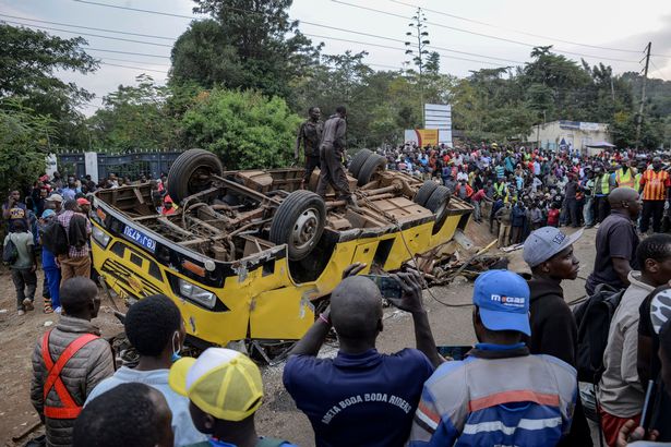 The crashed bus