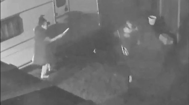Undated handout grab issued by Staffordshire Police of Kirsty Carless (top left) seen on CCTV from the back of the house