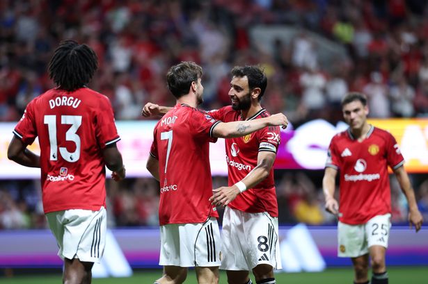 Manchester United players celebrate