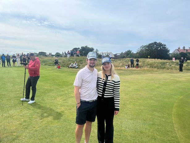 Max Hopkins with girlfriend and caddy Sophie Kelsell