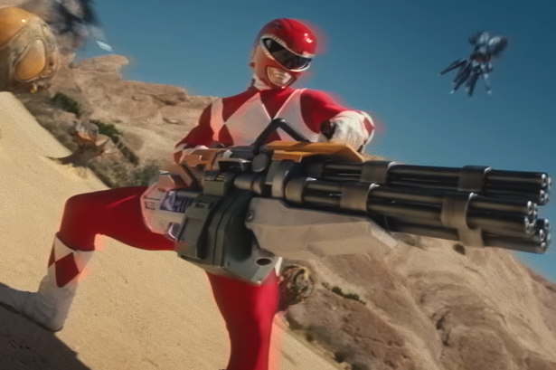 The Red Power Ranger wields a minigun in the teaser trailer for Fortnite Chapter 6 Season 4.