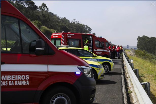 Emergency services at the scene of a crash in Portugal