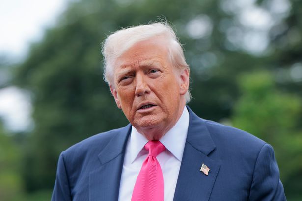 U.S. President Donald Trump speaks to the media as he departs the White House on July 15, 2025 i