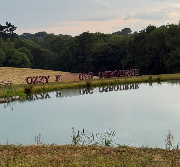Flowers at Welders House, Buckinghamshire at the lake where Ozzy is buried