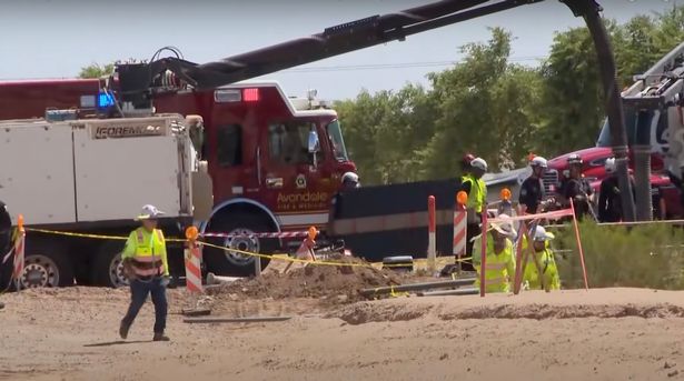 Rescue teams at the scene of the accident in Arizona