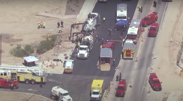 Rescue teams at the scene of the accident in Arizona
