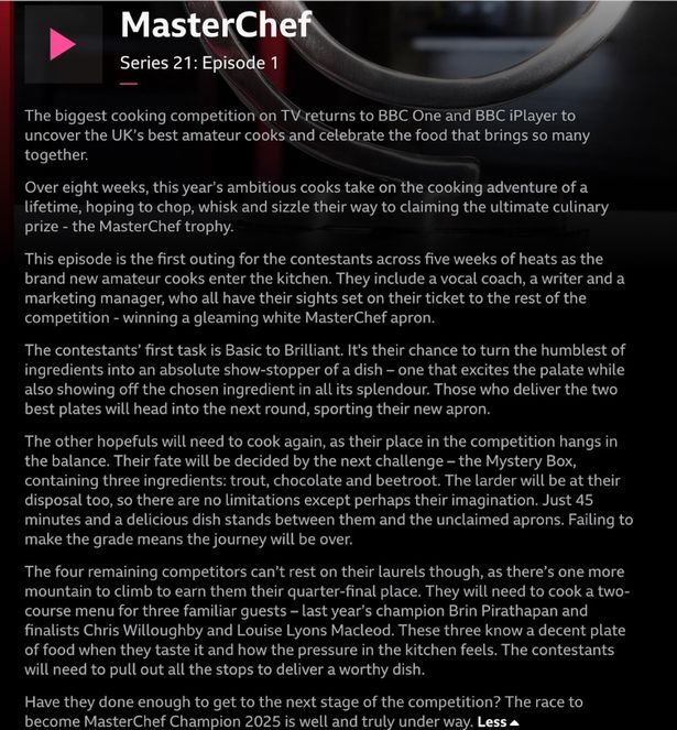 BBC Masterchef description
