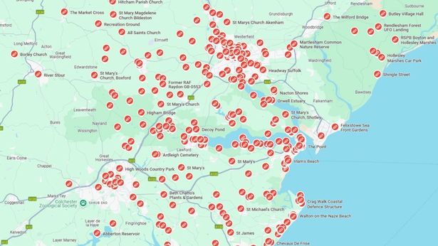 Map of Google Maps reviews made by Roy Barclay